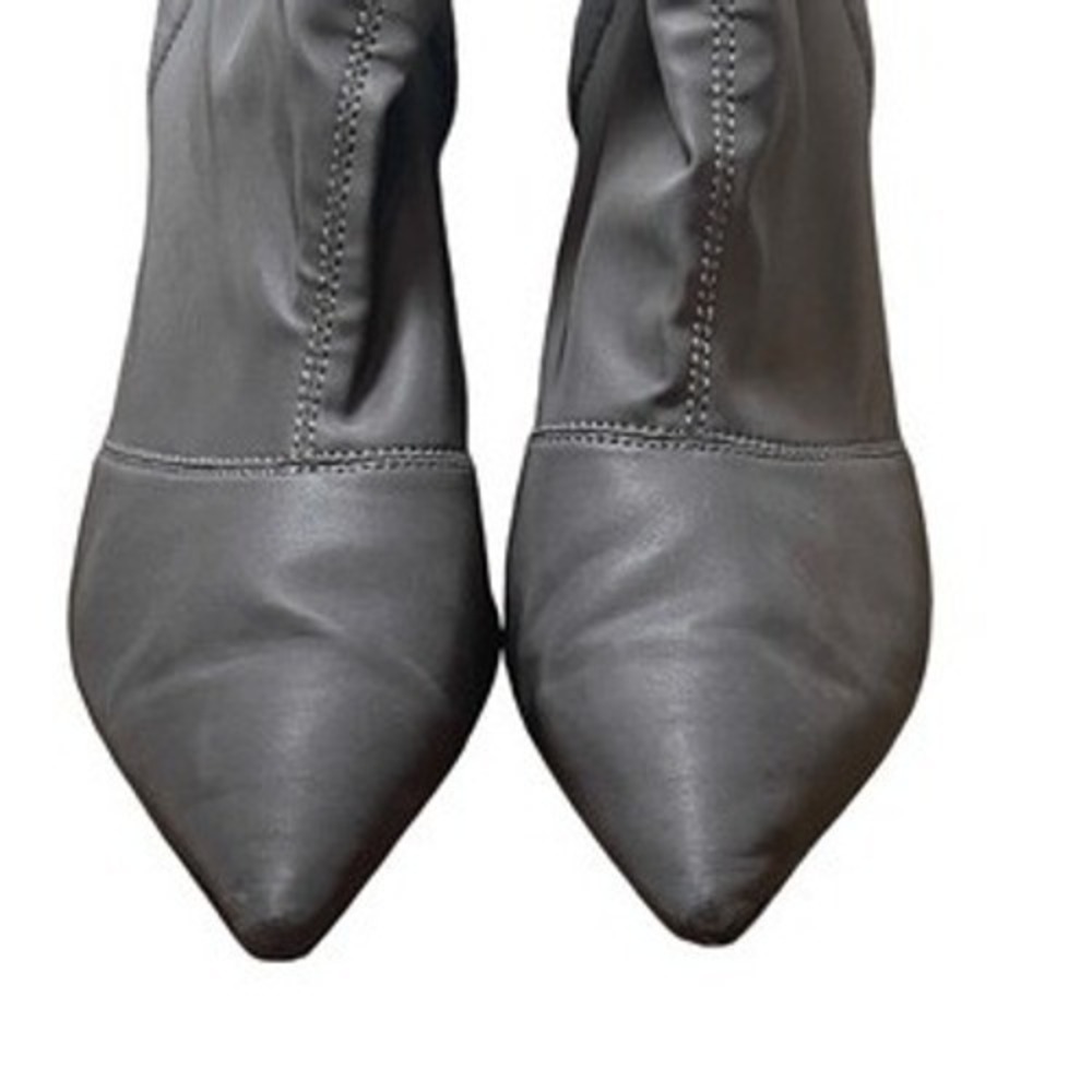 Season 8 Grey Stretch Knit Pointed Toe Heeled Sock Boots Ankle Booties Women's - Picture 6 of 8